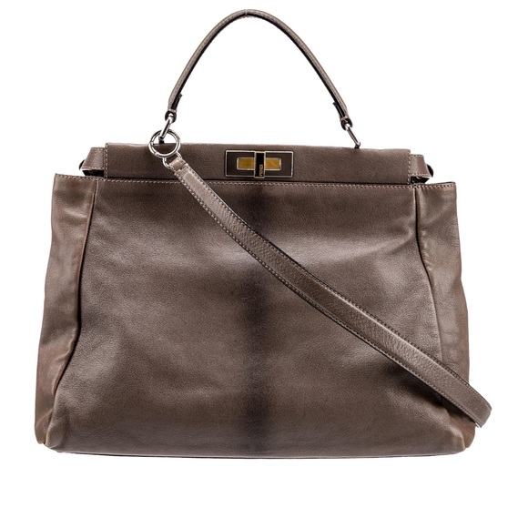 Grey Fendi “peek a boo” handbag with crossbody strap. - Picture 1 of 6